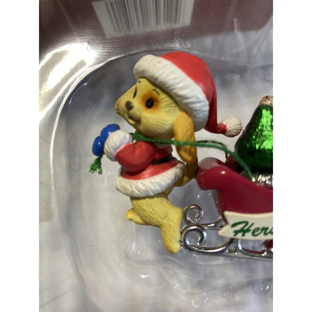 1995 Christmas Ornament “Hershey's Kiss Express” Sleigh Dog Vtg As Is